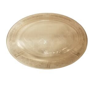 Vintage Federal Pink Depression Glass Oval Serving Platter Sharon Cabbage Rose